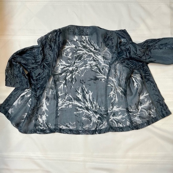 Coldwater Creek Zip Front Jacket‎ Slate Blue Burn Out 3/4 Sleeve Sz M 10-12 EUC - Picture 6 of 10